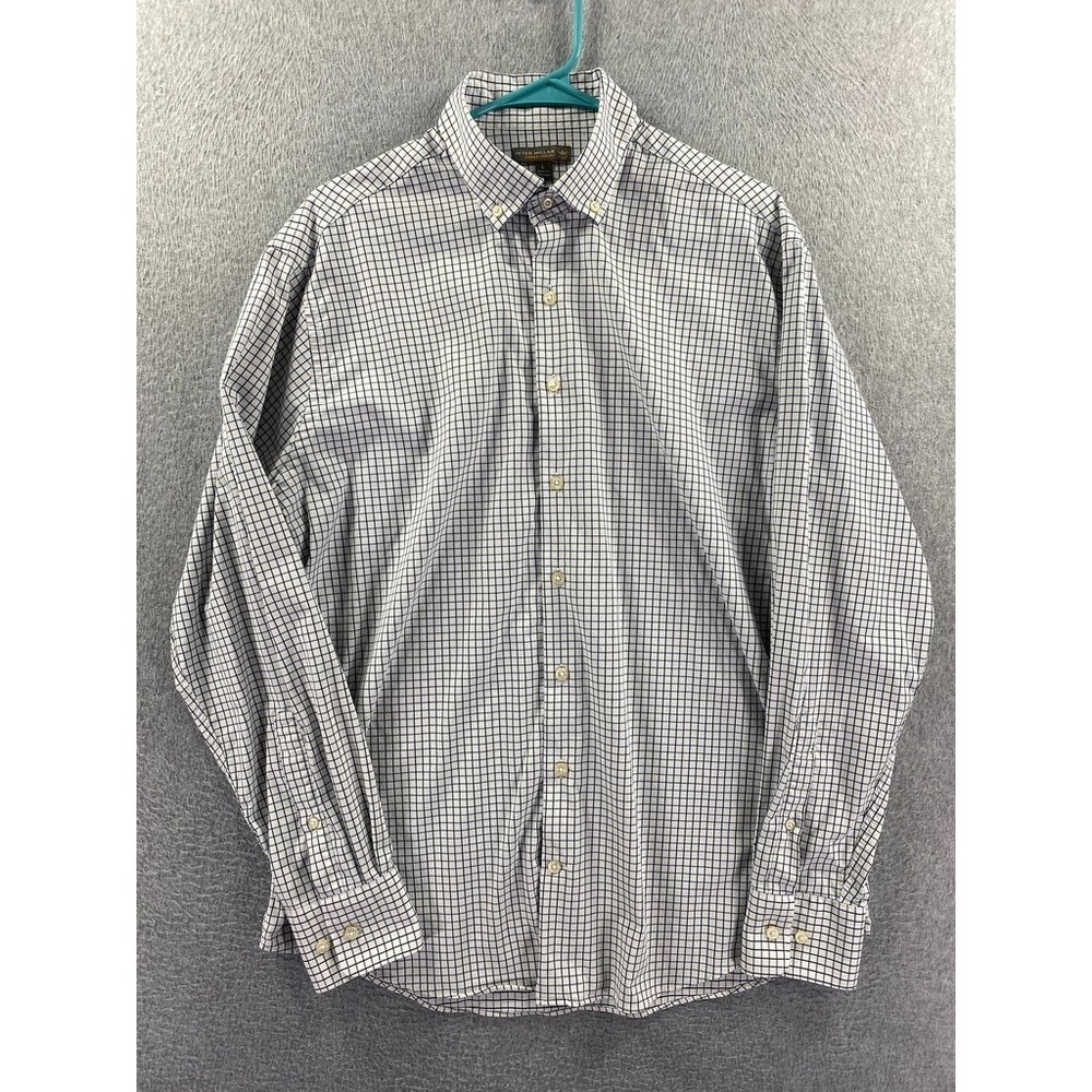 Peter Millar Shirt Mens Large White Plaid Button Up Long Sleeve Summer Comfort